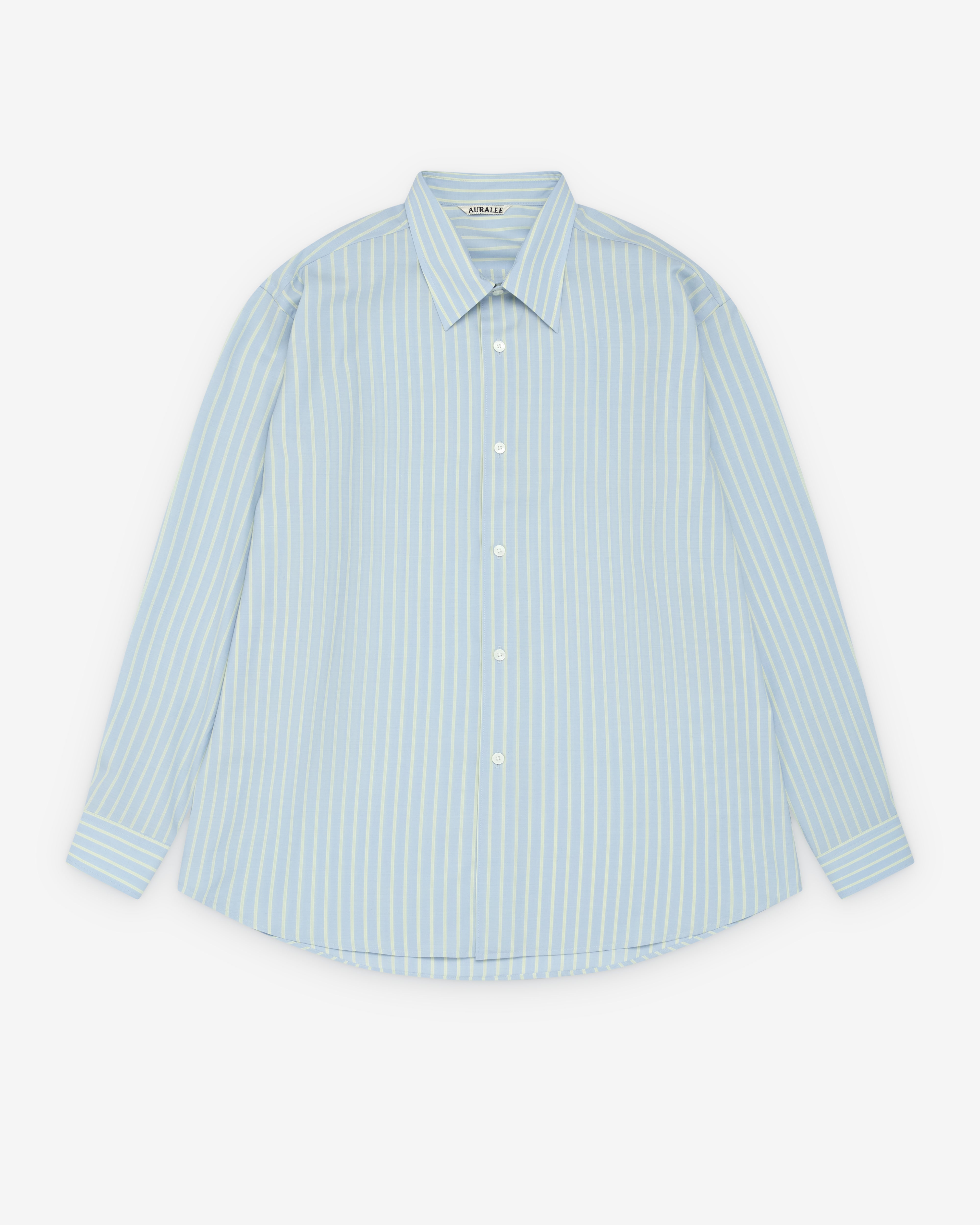 Auralee: Men's Super Fine Striped Shirt (Sax Blue) | Dover Street