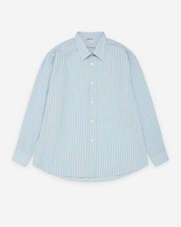 Auralee - Men's Super Fine Striped Shirt - (Sax Blue)