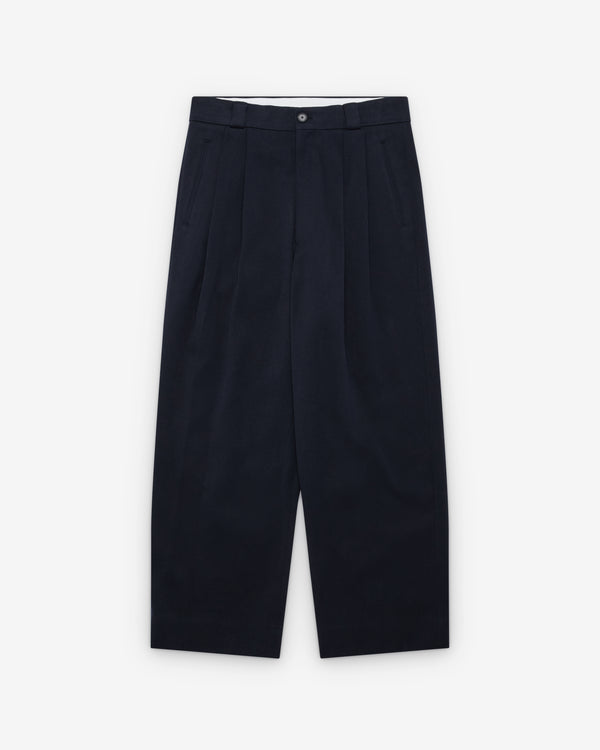 A.Presse - Men's Cotton Silk Twill Wide Trouser - (Blue)