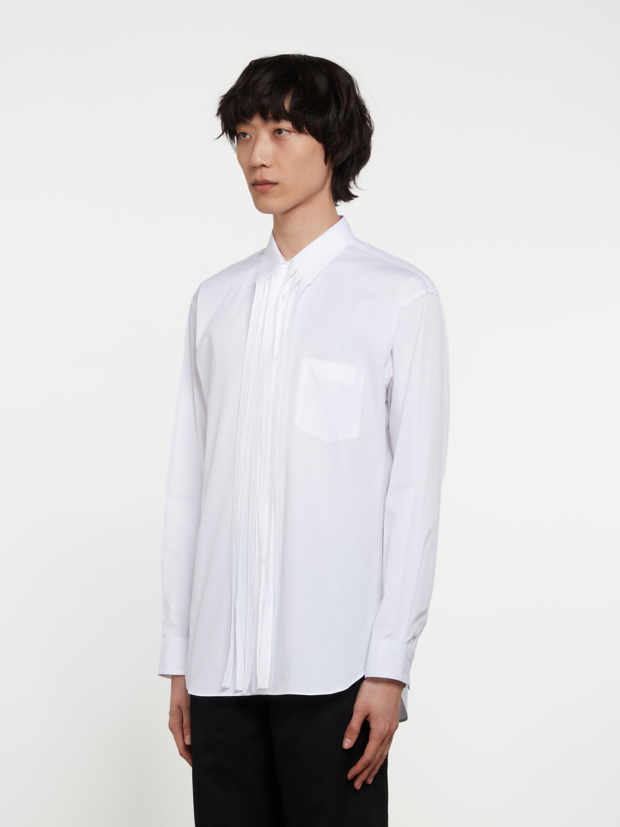 CDG Shirt - Fringe Collar Poplin Shirt - (White) view 2