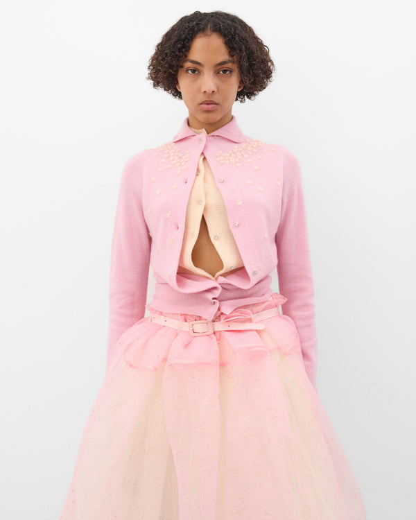 August Barron - Women's Double Embroidered Cardigan - (Pink/Peach)