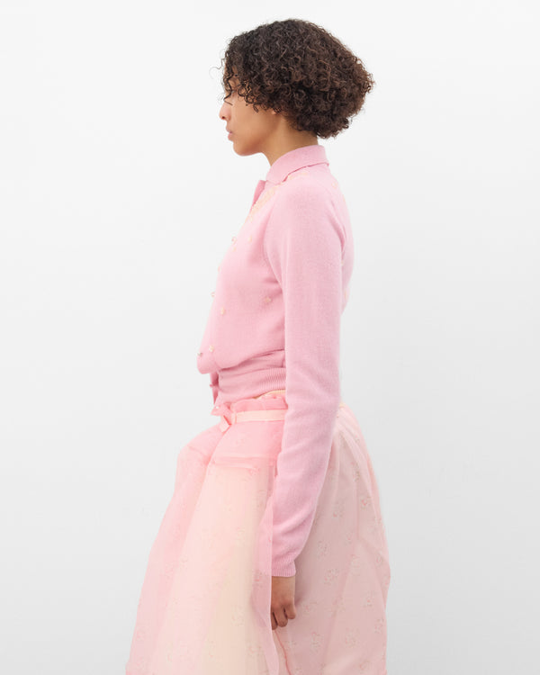 August Barron - Women's Double Embroidered Cardigan - (Pink/Peach)