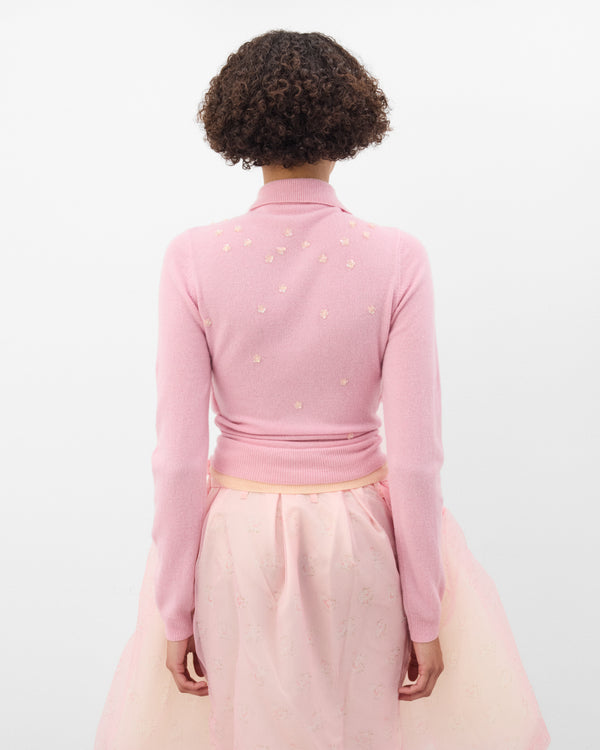 August Barron - Women's Double Embroidered Cardigan - (Pink/Peach)