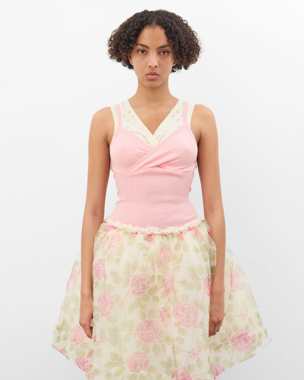 August Barron - Women's Double Camisole - (Pink/Cream)