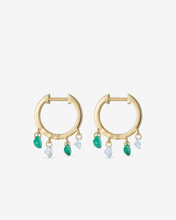 Bavna - Emerald And Diamond Earrings - (Yellow Gold)