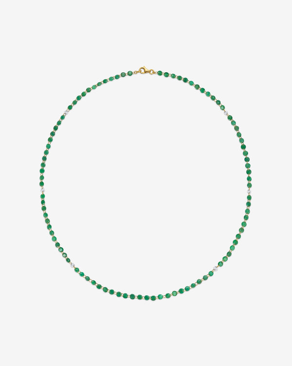 Bavna - Drilled Diamond And Emerald Necklace - (Green)