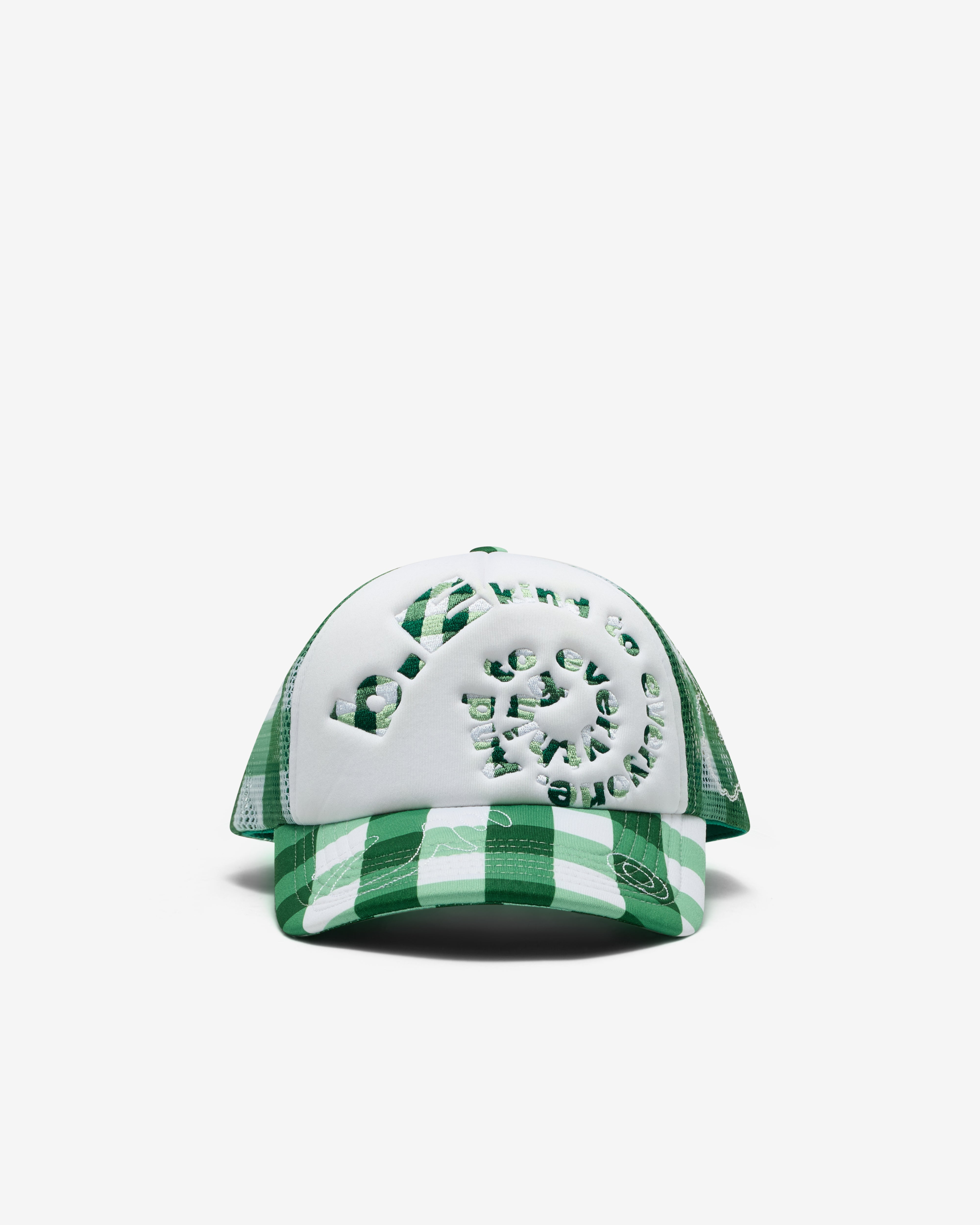 B.Eautiful: Men's B.I Foam Trucker Hat (Green Check) | Dover