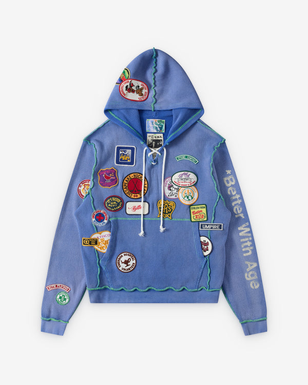 Better With Age - Men's Gentlemen's Waffle Hoodie - (Blue)