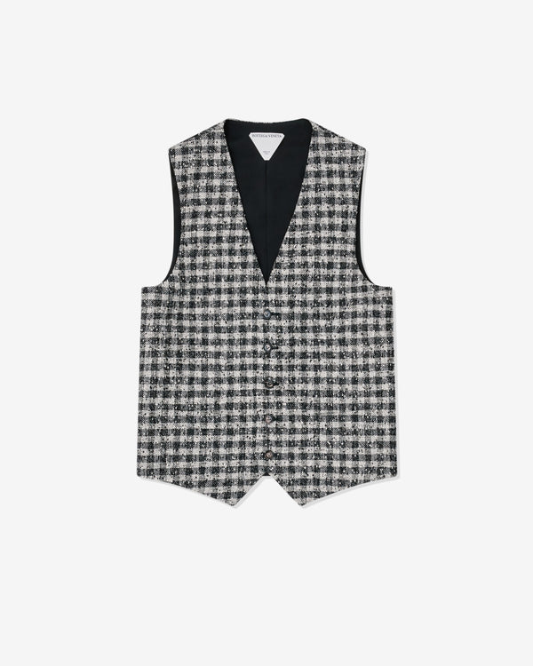 Bottega Veneta - Women's Boucle Wool Gingham Gilet - (Black/Pearl/Khaki)