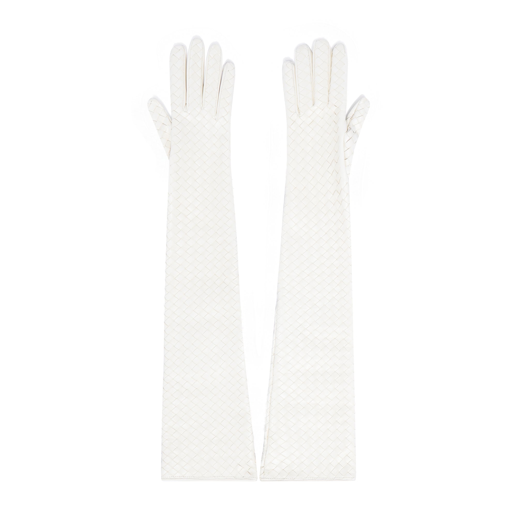 Bottega Veneta - Women’s Leather Intrecciato Long Gloves - (Bone) view 1
