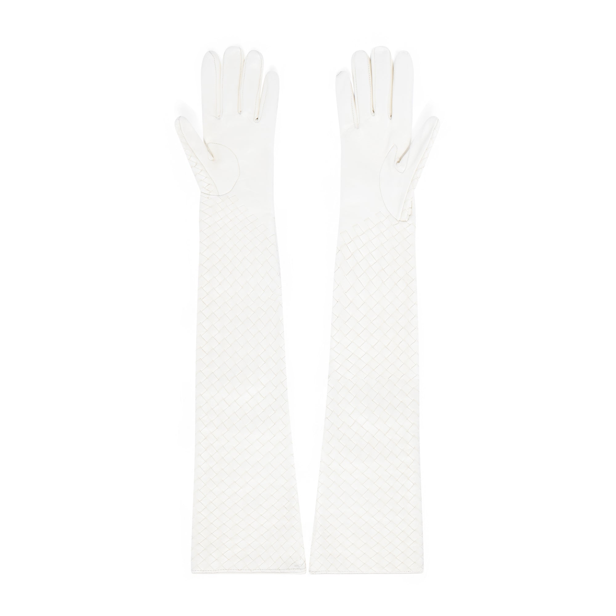 Bottega Veneta - Women’s Leather Intrecciato Long Gloves - (Bone) view 2