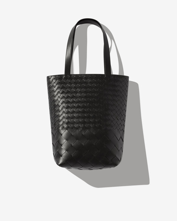 Bottega Veneta - Women's Small Intrecciato Tote Bag - (Black-Silver)