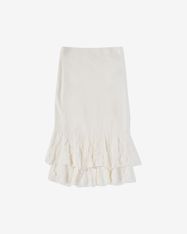 Bottega Veneta - Women's Cotton Flowers 2 In 1 Midi Skirt - (Chalk)