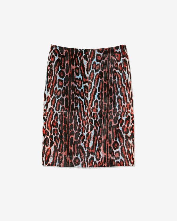 Bottega Veneta - Women's Leopard Printed Shearling Skirt - (Black/Pale Blue)