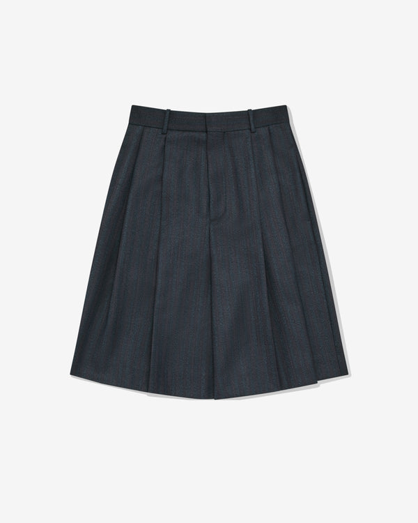 Bottega Veneta - Women's Striped Wool Shorts - (Black/Blue Melange)