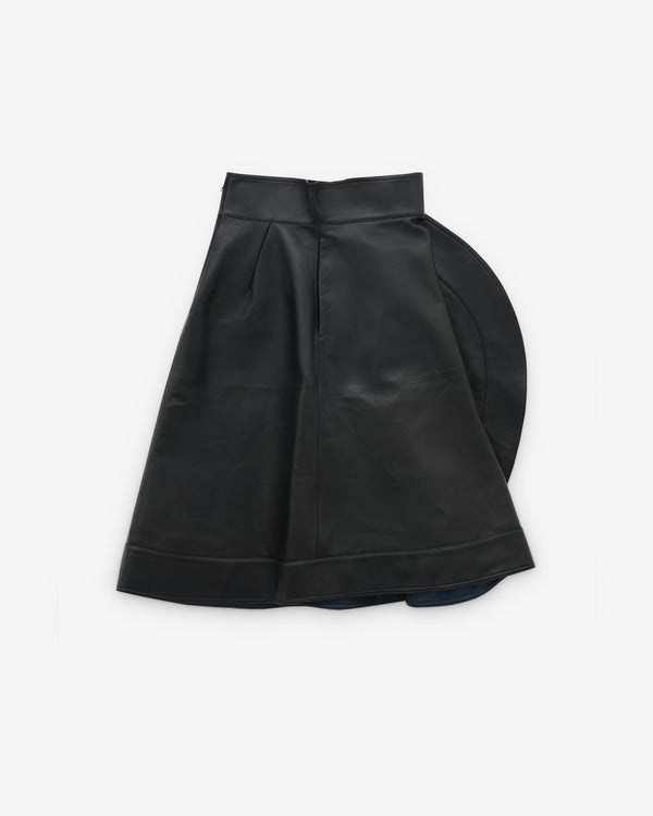 Bottega Veneta - Women’s Leather A-Line Skirt - (Navy)