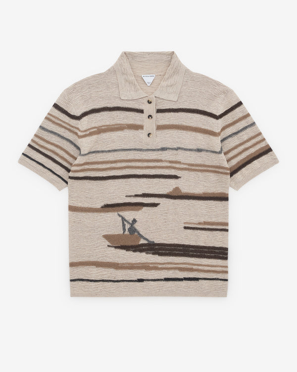 Bottega Veneta - Men's Linen And Cotton Polo - (Bone/Truffle/Chalk)
