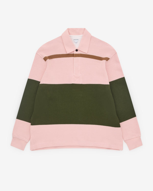 Bottega Veneta - Men's Jumbo Cotton Pique Stripe Polo - (Pink/Green)
