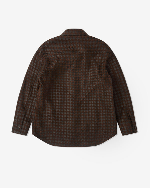 Bottega Veneta - Men’s Intrecciato Leather And Suede Shirt - (Fondant/Tobacco)
