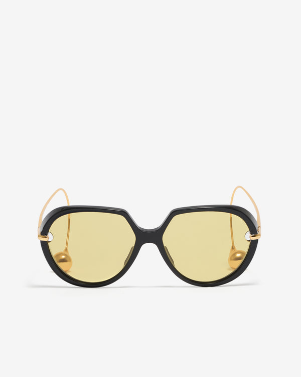 Bottega Veneta - Women’s Drop Squared Sunglasses - (Black/Gold)