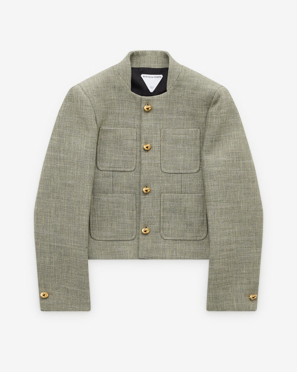 Bottega Veneta - Women's Cotton and Viscose Melange Jacket - (Green/Fennel/White)