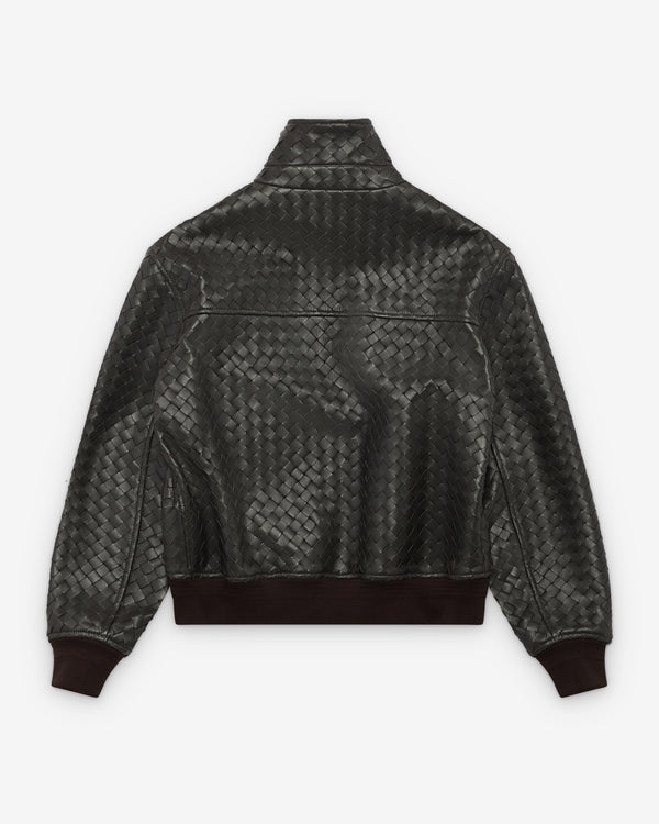 Bottega Veneta  - Men's Leather Intrecciato Blouson - (Dark Green)