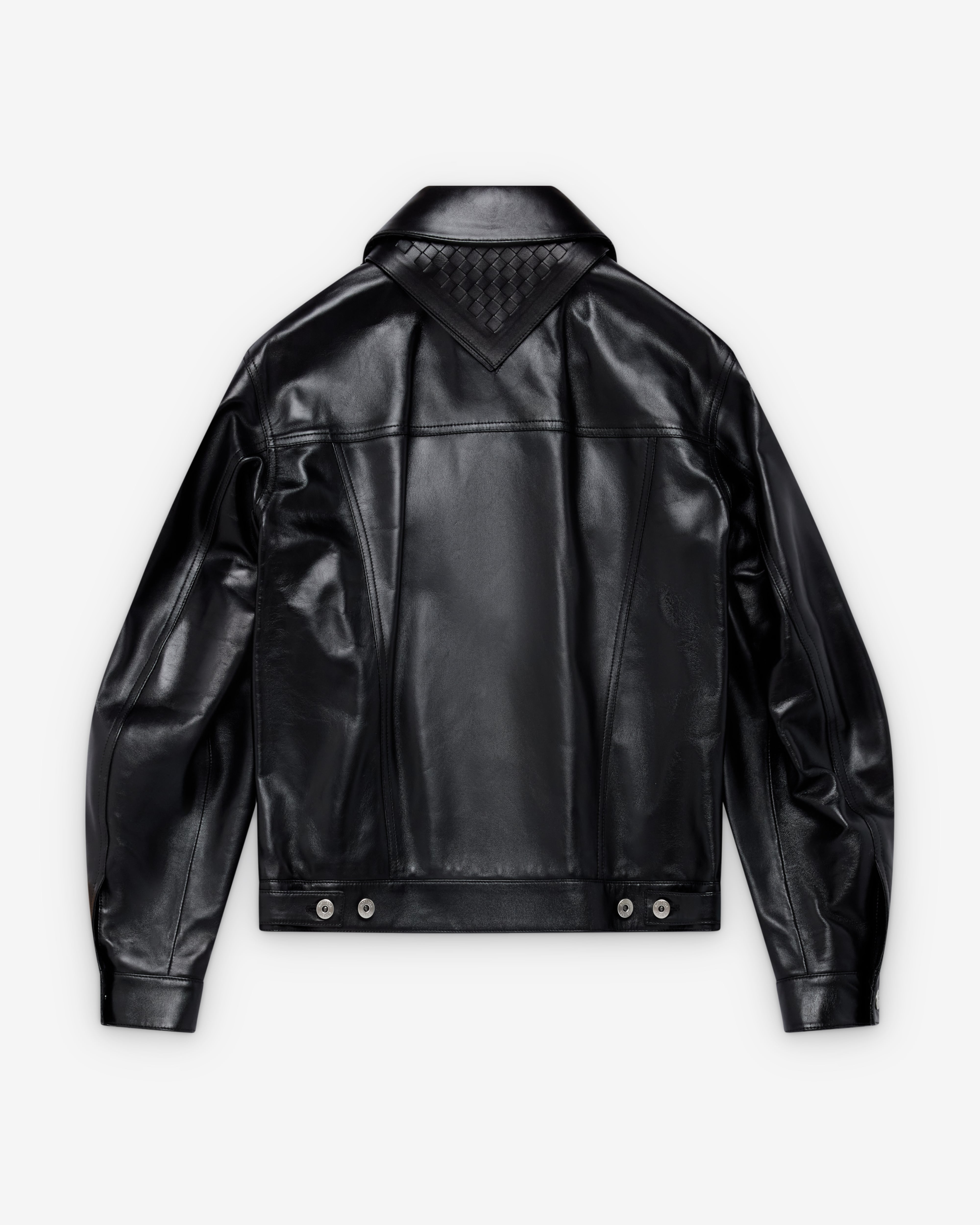 Bottega Veneta : Women's Semi Shiny Leather Jacket (Black) | Dover