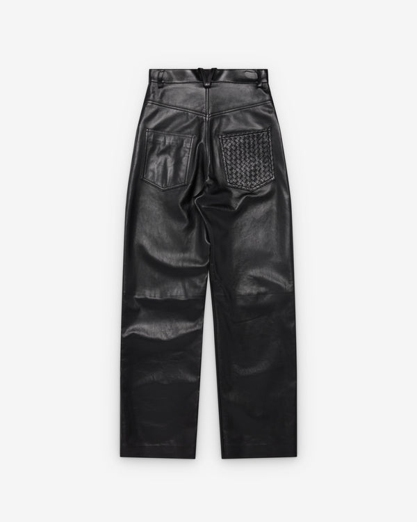 Bottega Veneta  - Women's Semi Shiny Leather Trousers - (Black)