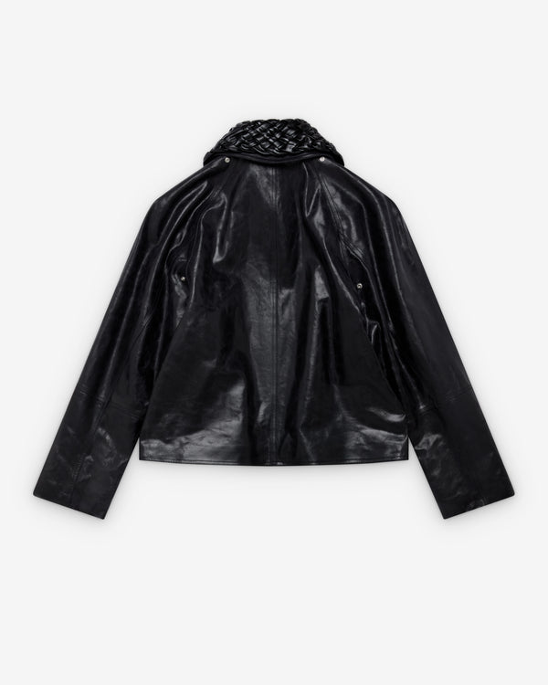 Bottega Veneta  - Men's Crackled Leather Jacket - (Black)