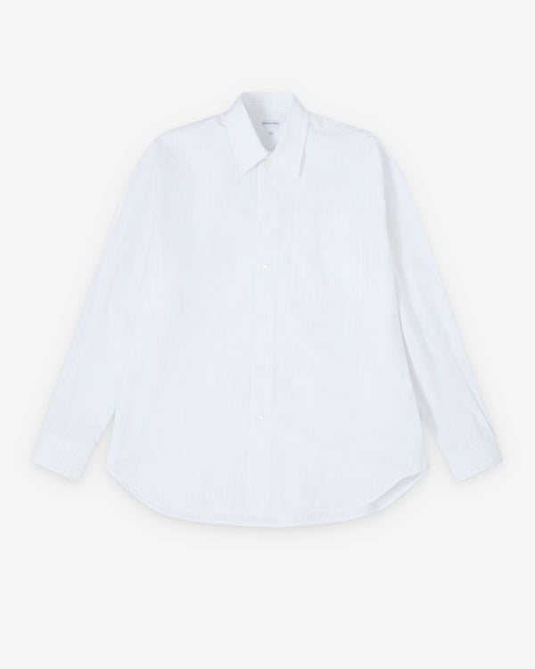 Bottega Veneta  - Men's Cotton Poplin Pinstripes Shirt - (White/Blue)