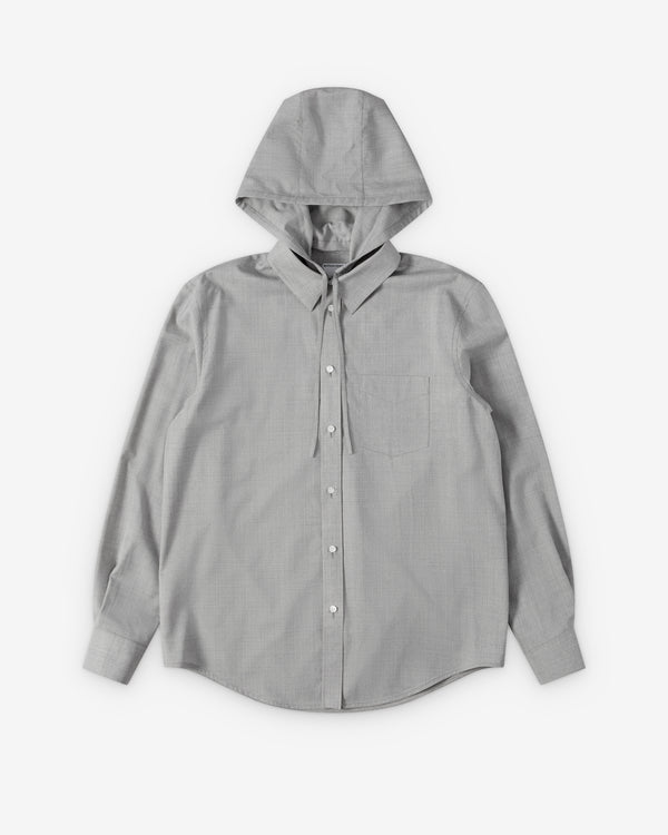 Bottega Veneta  - Men's Light Wool Toile Hooded Shirt - (Light Grey Melange)