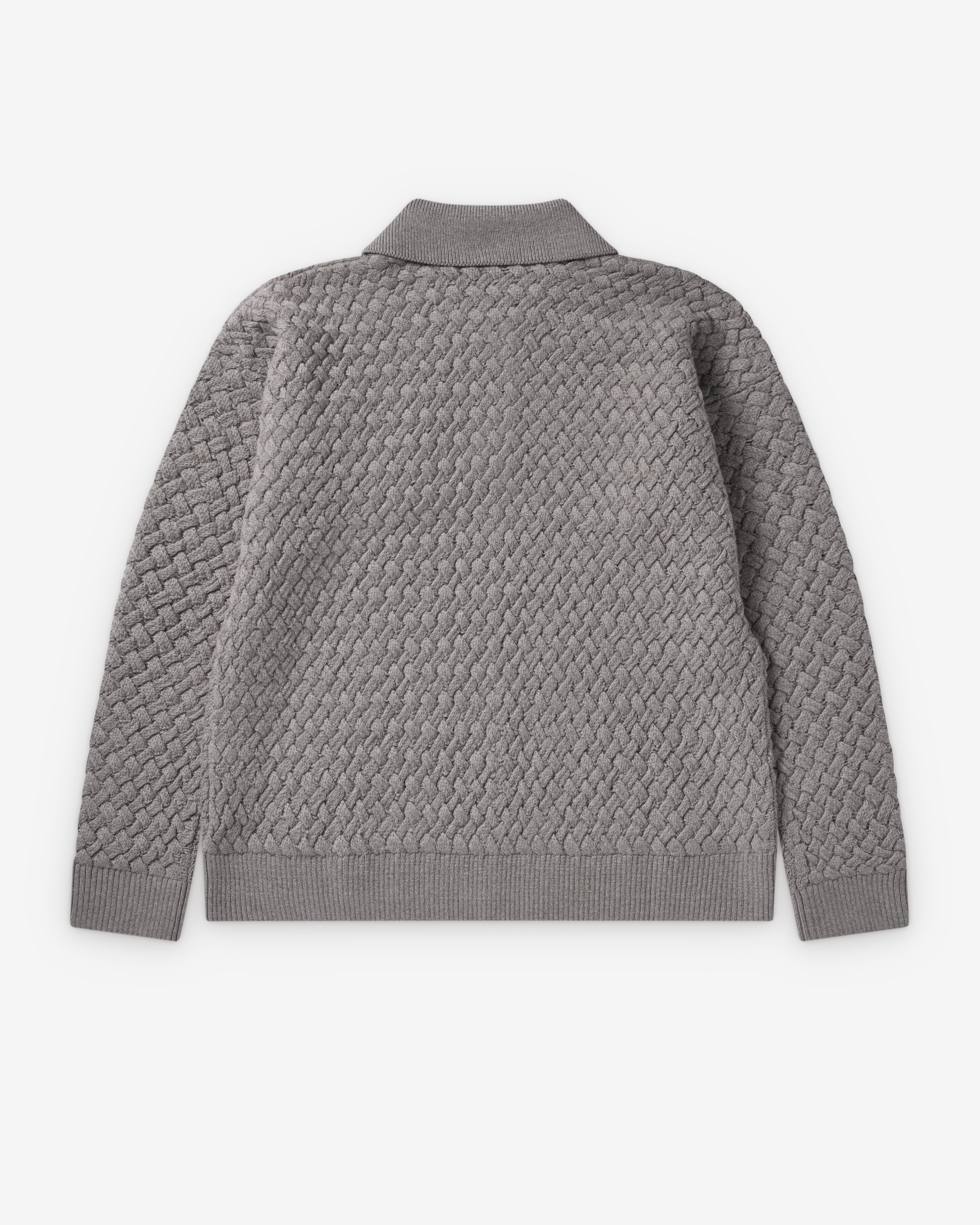 Bottega Veneta : Men's Intrecciato Wool Polo Sweater (Riverbed