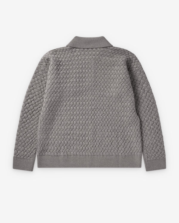Bottega Veneta  - Men's Intrecciato Wool Polo Sweater - (Riverbed Melange)