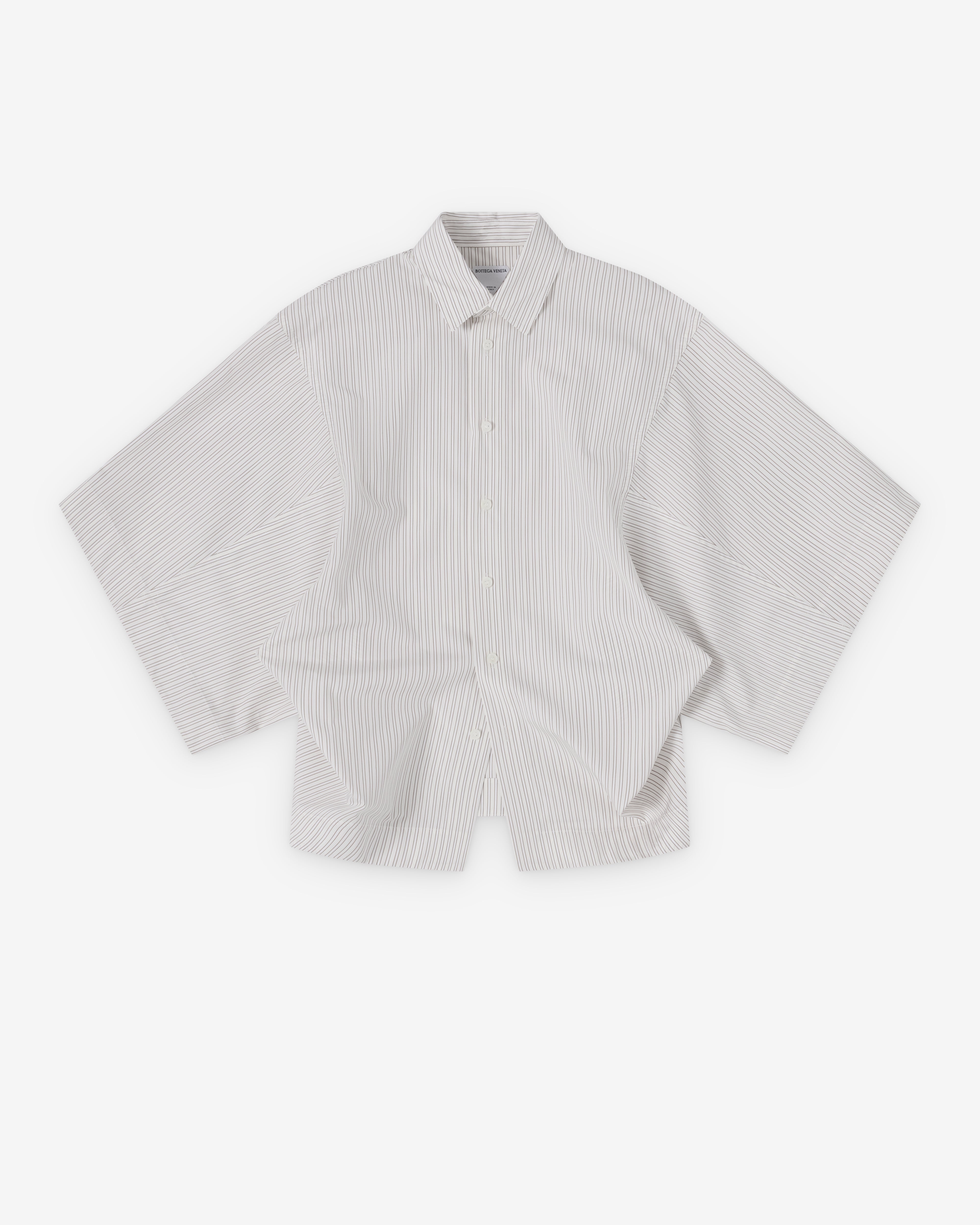 Bottega Veneta : Women's Cotton Poplin Shirt (Prosecco/Brown/White