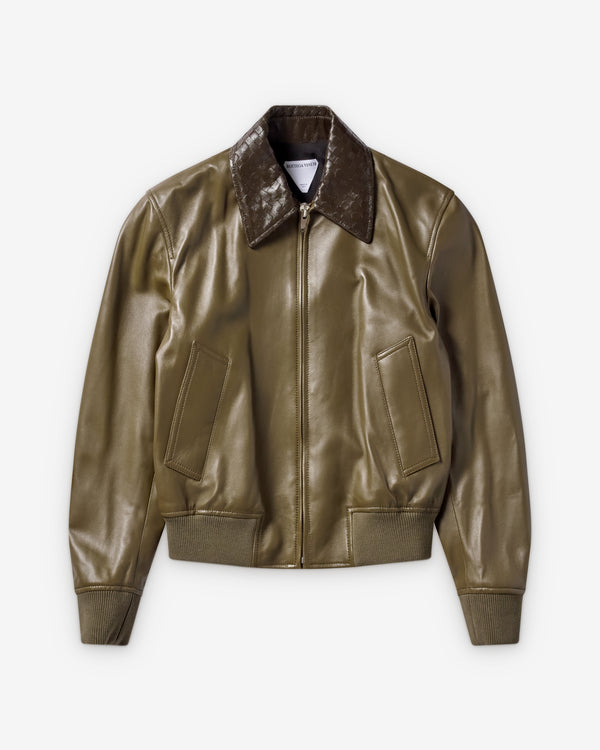 Bottega Veneta  - Women's Shiny Leather Blouson - (Wader Green)