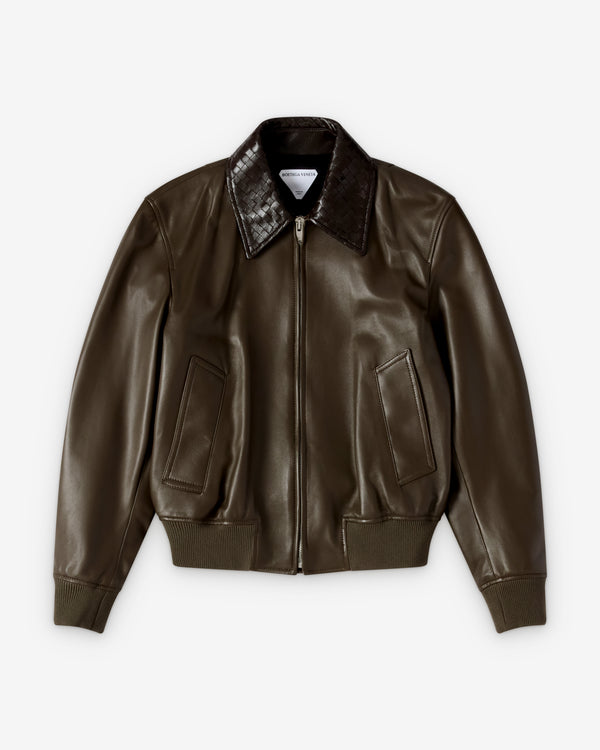 Bottega Veneta  - Women's Shiny Leather Blouson - (Wader Green)