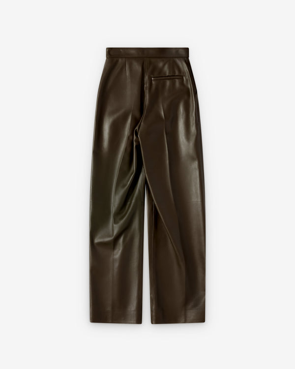 Bottega Veneta  - Women's Shiny Leather Trousers - (Wader Green)
