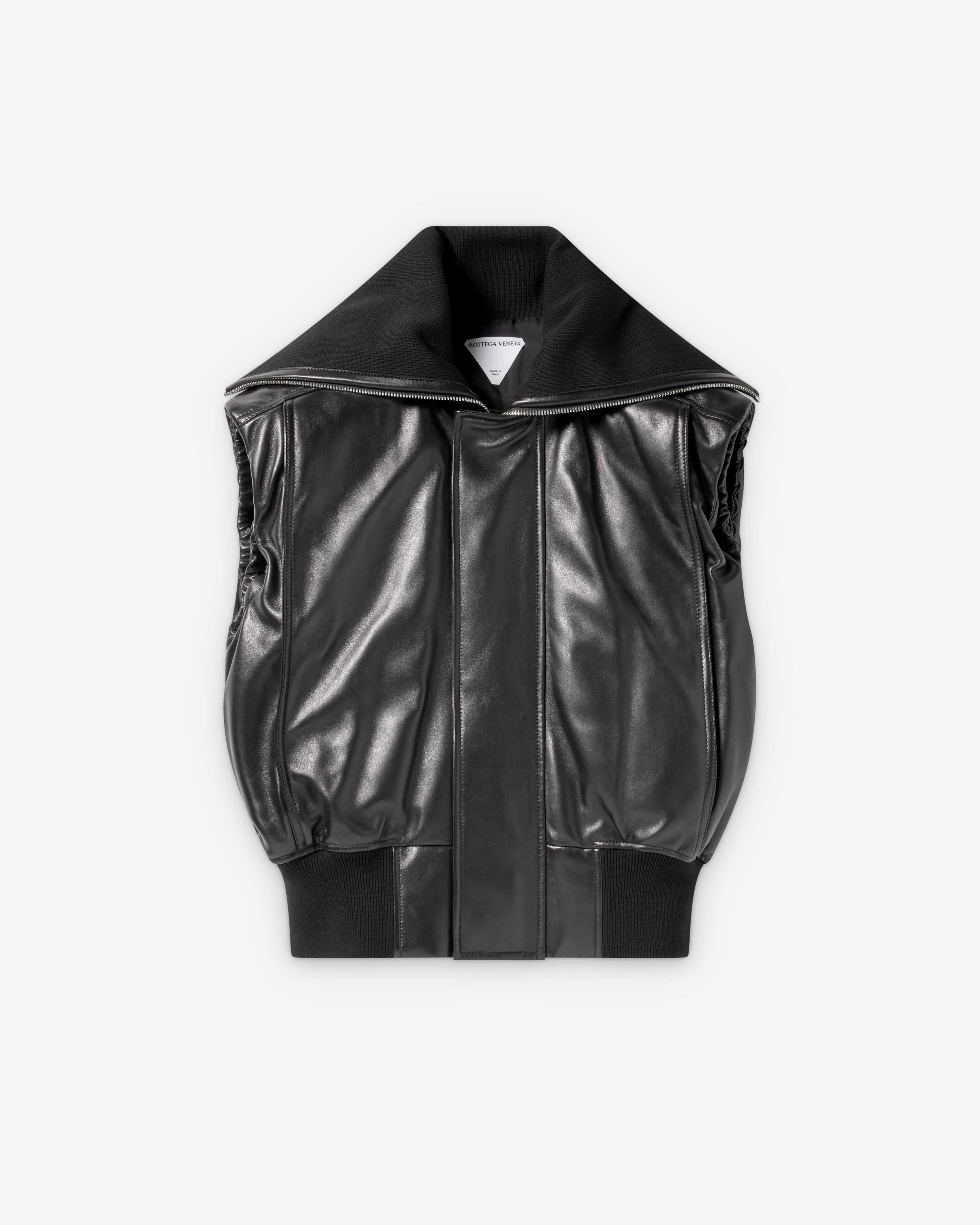 ジャケット・アウター BOTTEGA VENETA 23FW Leather Gilet Bottega Veneta : Women's Shiny Leather Gilet (Black) | Dover