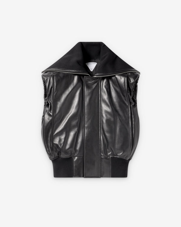 Bottega Veneta  - Women's Shiny Leather Gilet - (Black)