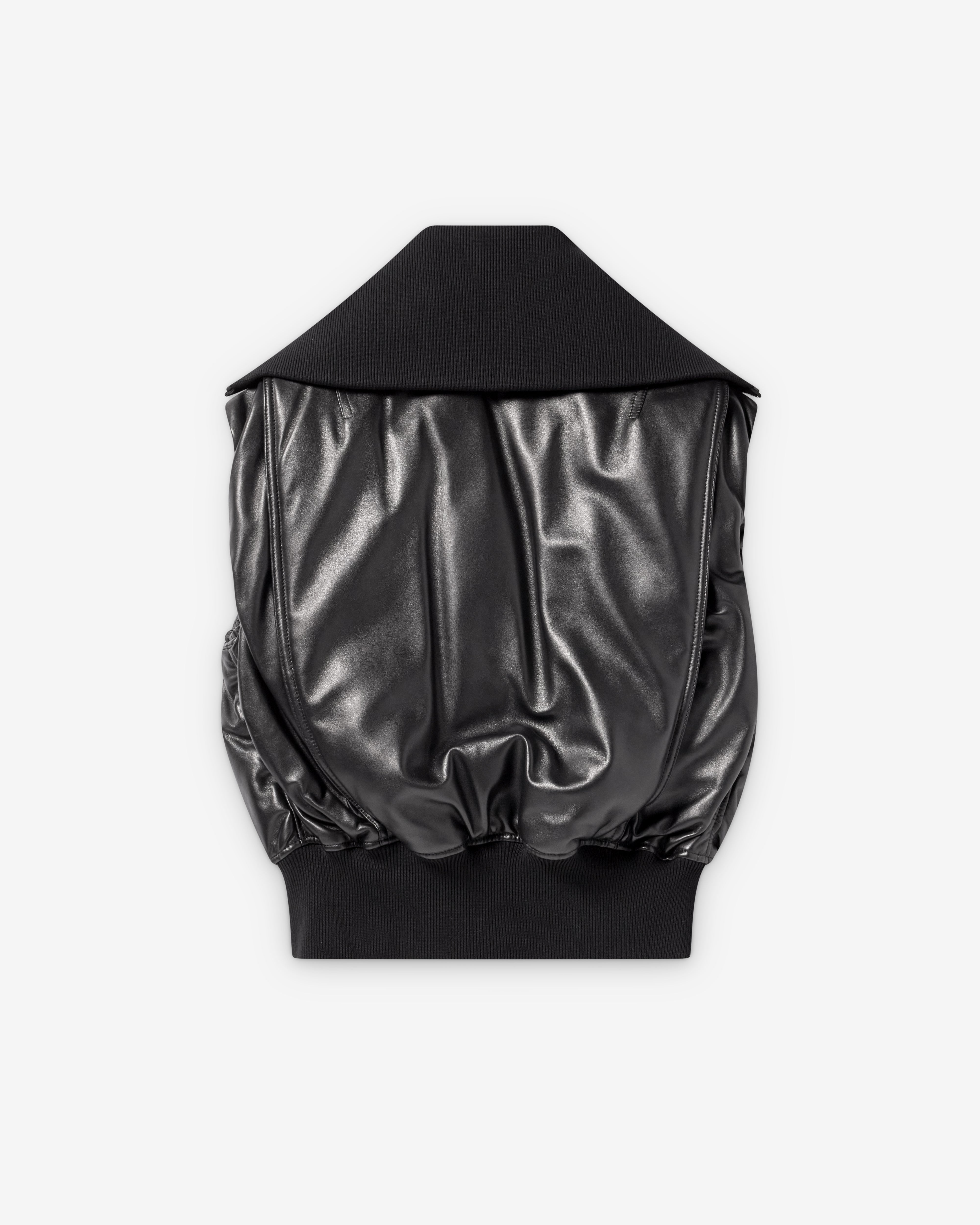 Bottega Veneta : Women's Shiny Leather Gilet (Black) | Dover