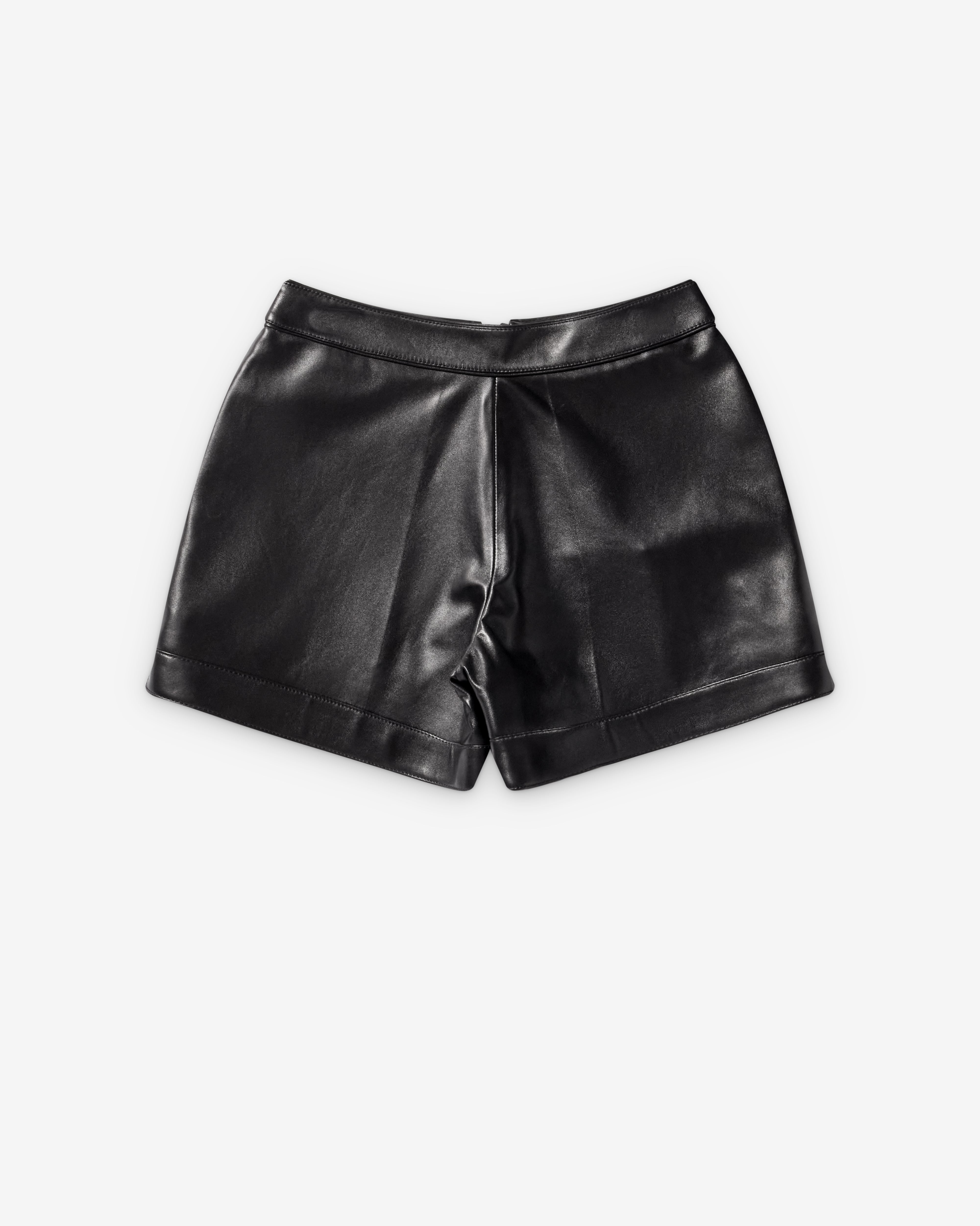 Bottega Veneta : Women's Shiny Leather Shorts (Black) | Dover