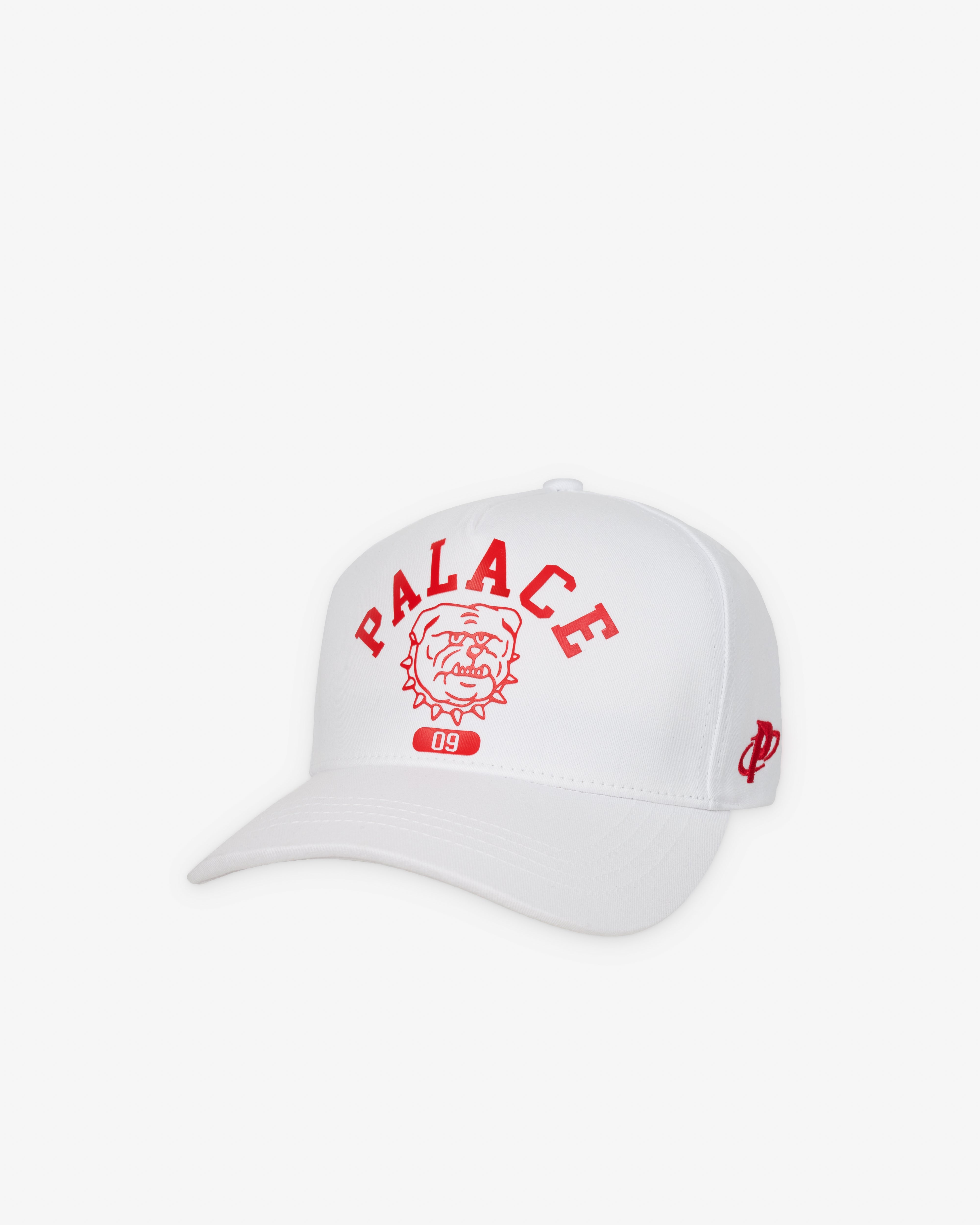 Palace: Men's Bulldog P Frame 5-Panel Snapback (White) | Dover