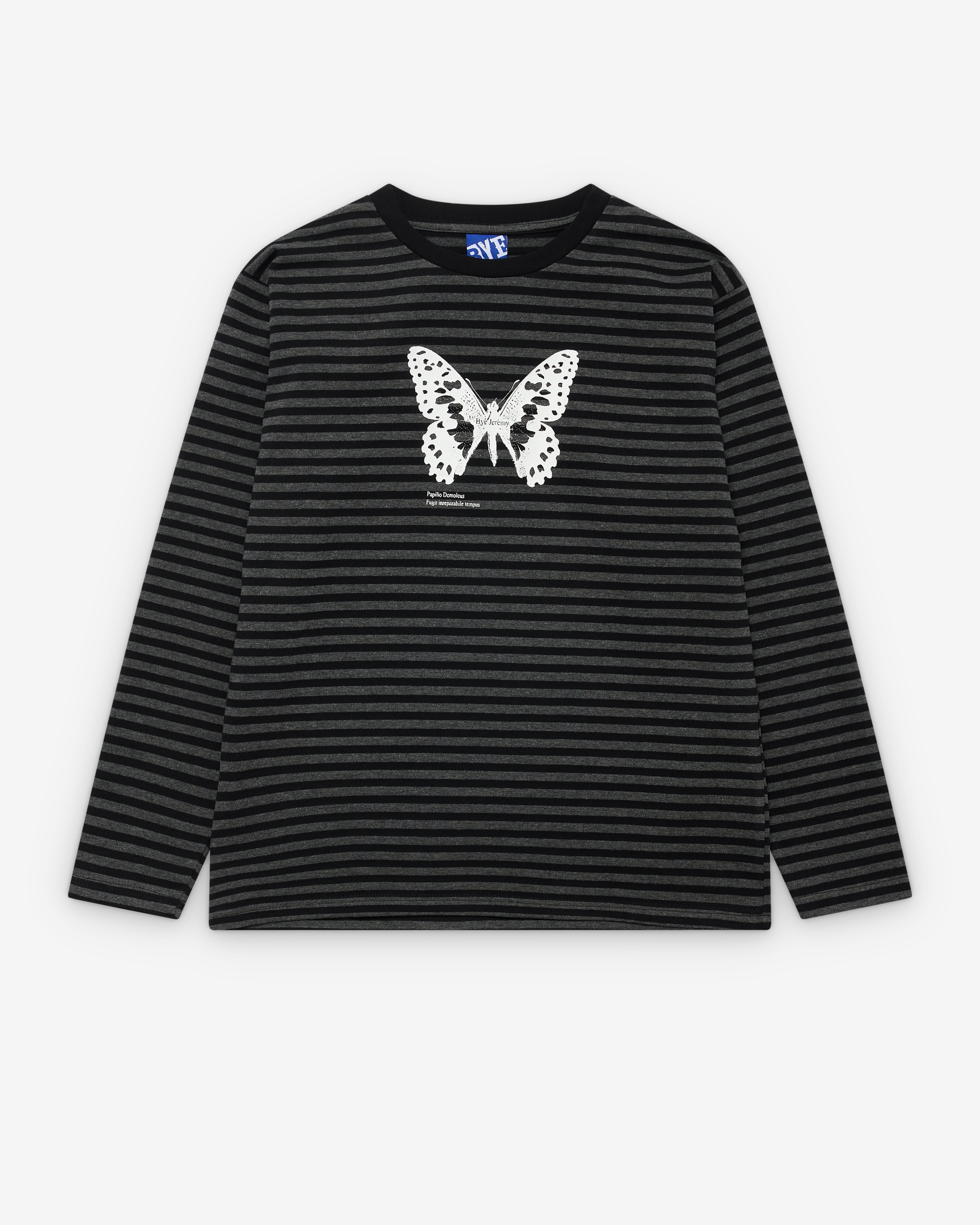 トップス Bye Jeremy Butterfly T-Shirt S Black Bye Jeremy: Butterfly Long Sleeve T-Shirt (Black/Grey) | Dover