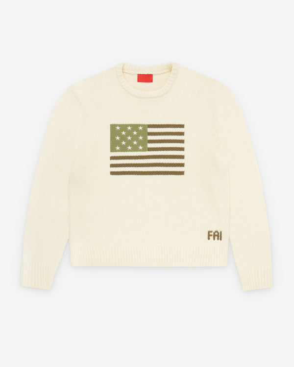 Fugazi - Men's Big Green Flag Sweater - (Cream)