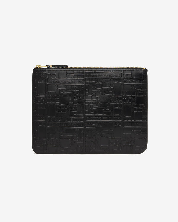 CDG Wallet - Embossed Logo Zip Pouch - (Black SA5100EL)