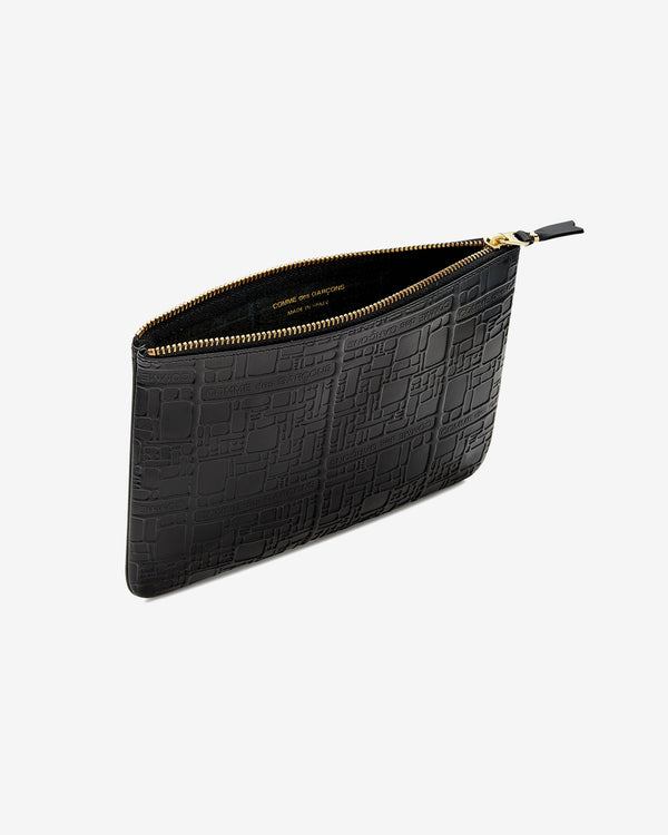 CDG Wallet - Embossed Logo Zip Pouch - (Black SA5100EL)