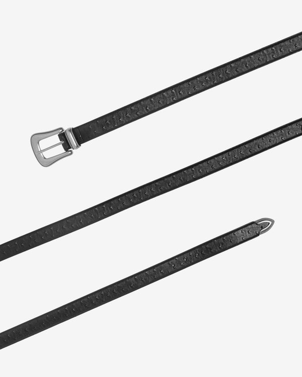 Fugazi - Men’s Thin Western Belt - (Black Ostrich)