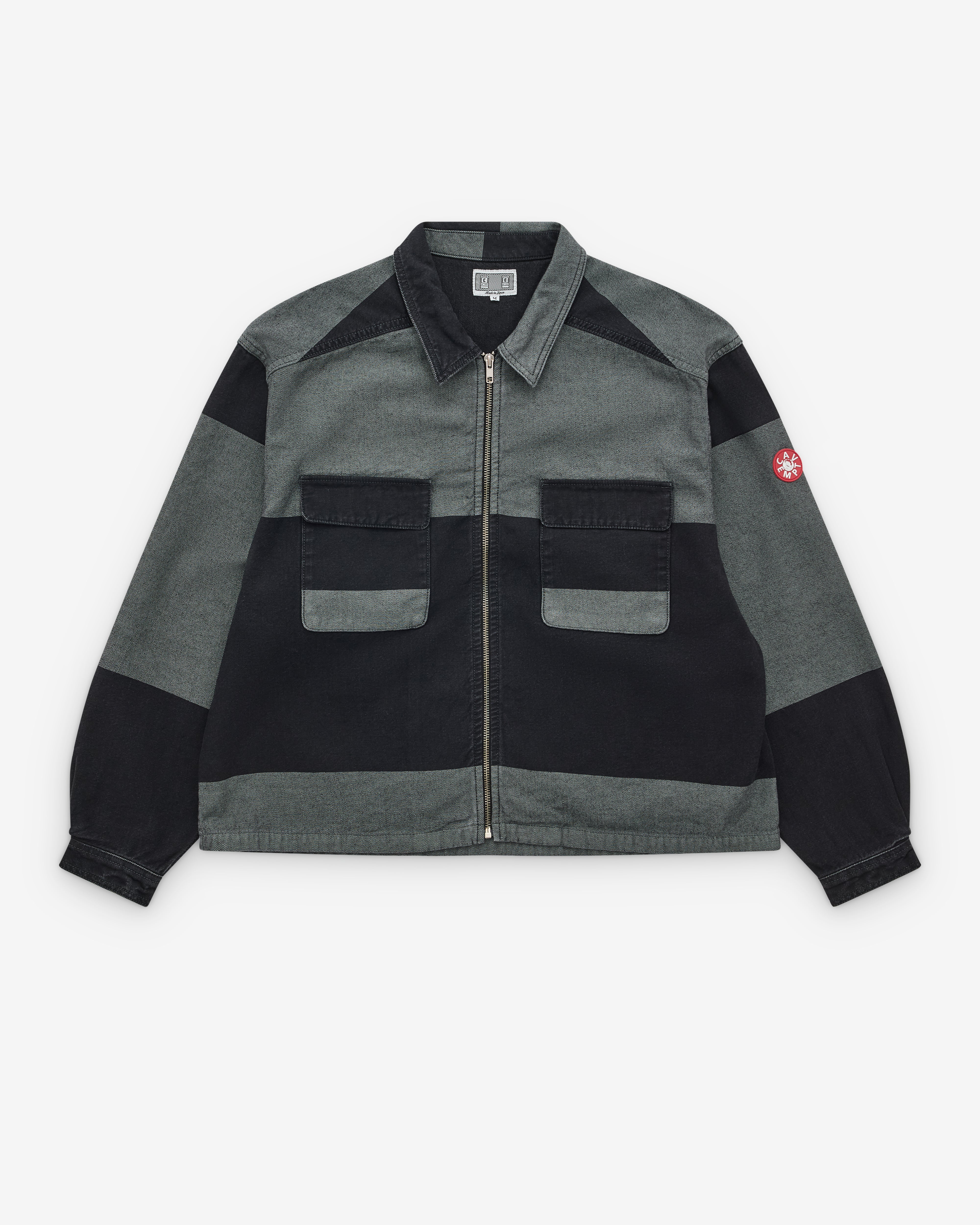 Cav Empt: Men's Overdye Stripe Short Shirt Jacket (Grey) | DSML E-SHOP