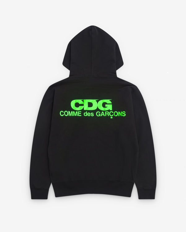 CDG - Fluorescent CDG Logo Zip Hoodie - (Black/Green)