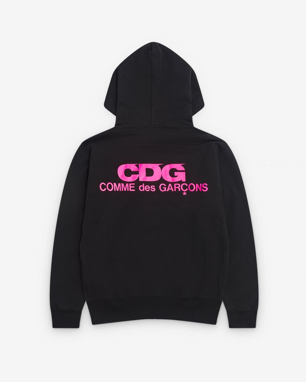 CDG - Fluorescent CDG Logo Zip Hoodie - (Black/Pink)